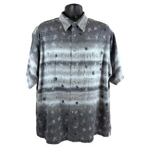 Roundtree & Yorke Outfitters Men's XL Fly Fishing Camp Shirt Gray Black Cotton